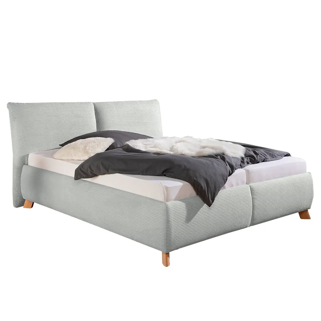 Polsterbett Vaddas mit Matratze 180 x 200cm Cordstoff Zuri Grau