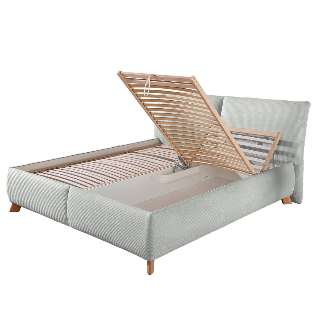 Polsterbett Vaddas mit Matratze 180 x 200cm Cordstoff Zuri Grau