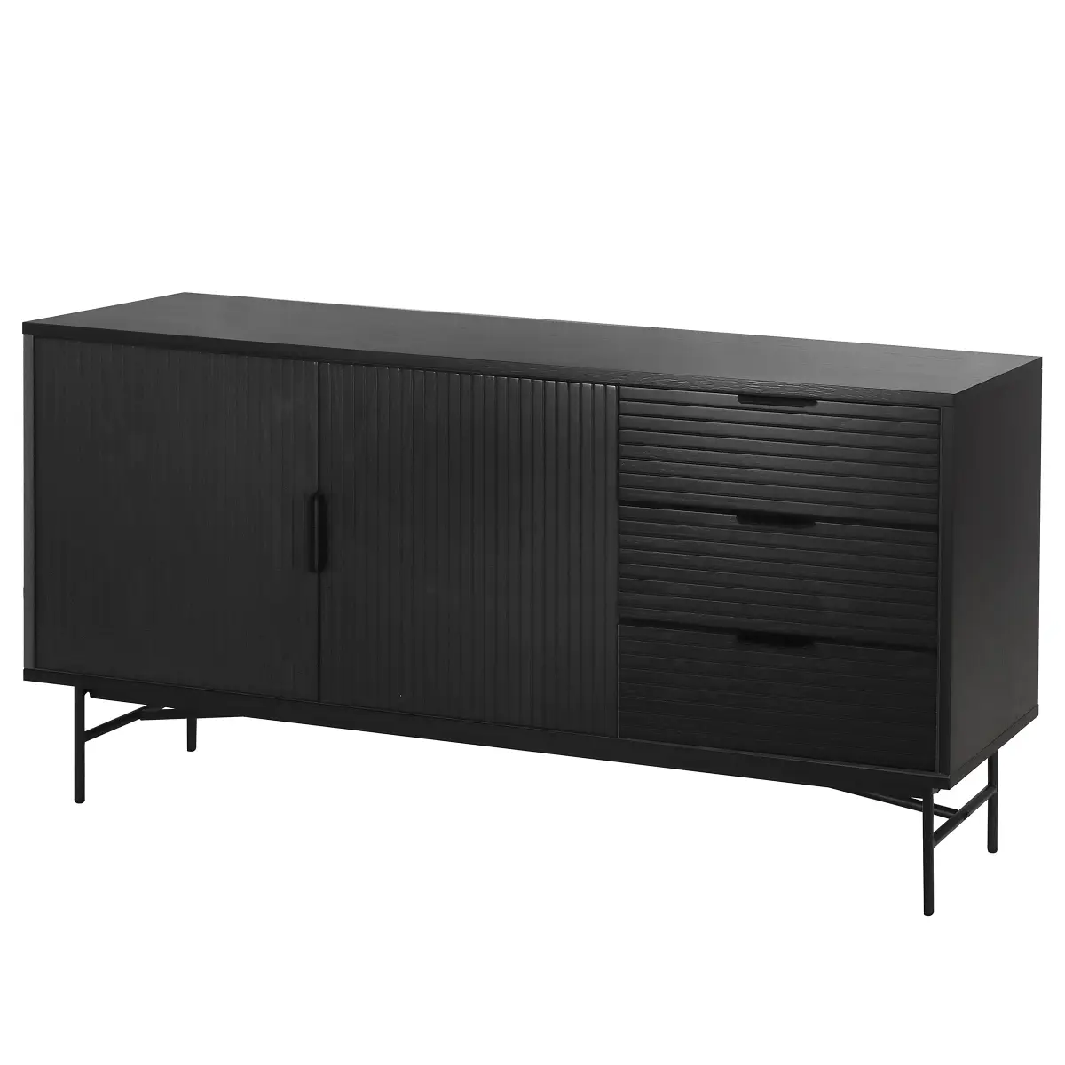 Sideboard 2 Türen 160 x 75 x 40cm Schwarz/Eiche Schwarz | Braun