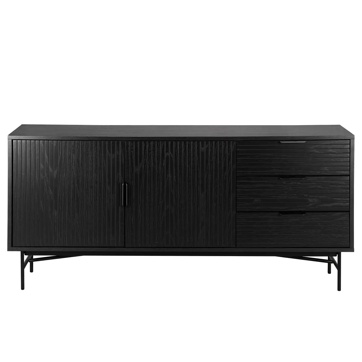 Sideboard 2 Türen 160 x 75 x 40cm Schwarz/Eiche Schwarz | Braun