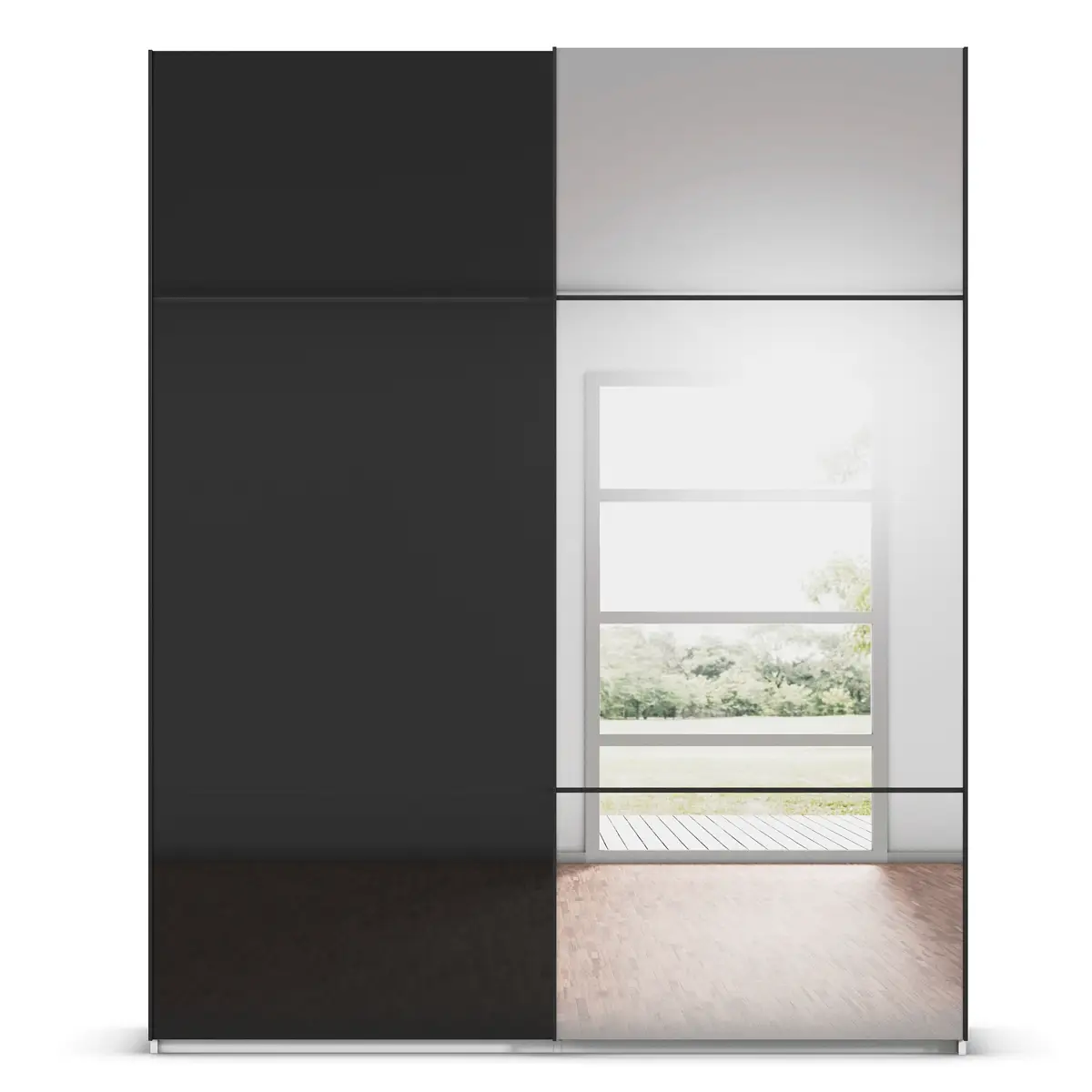 Schwebetürenschrank Covalo | Schwarz