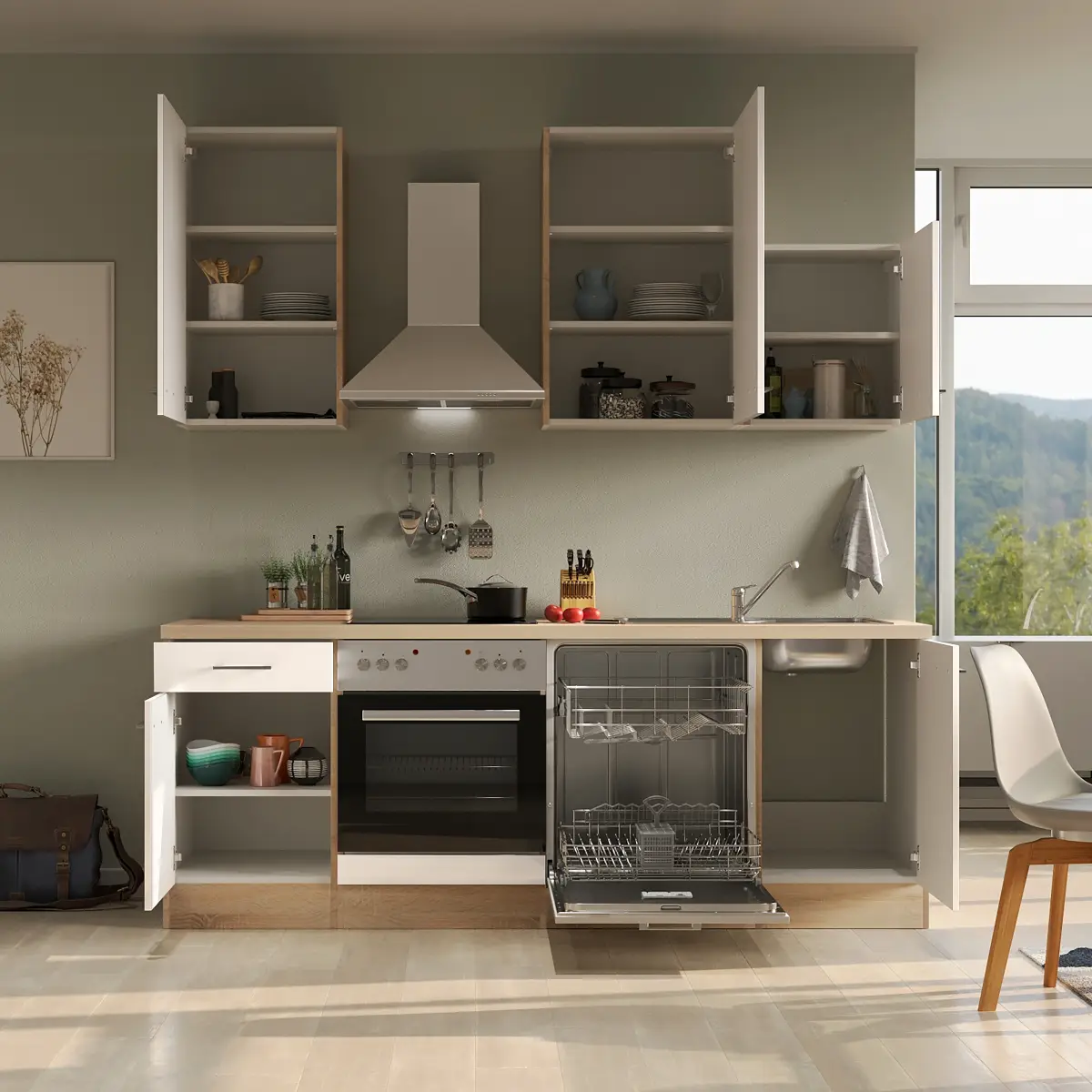 loftscape Küchenzeile Stenkista 220 cm | Beige