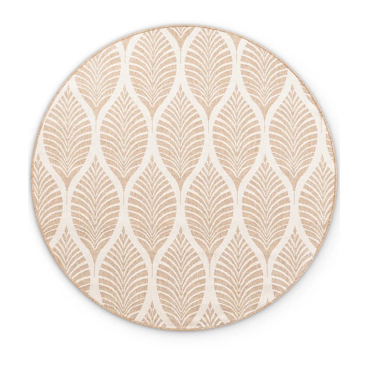 Outdoorteppich Duet Typ B rund Weiß/Beige/Beige/Weiß | Beige