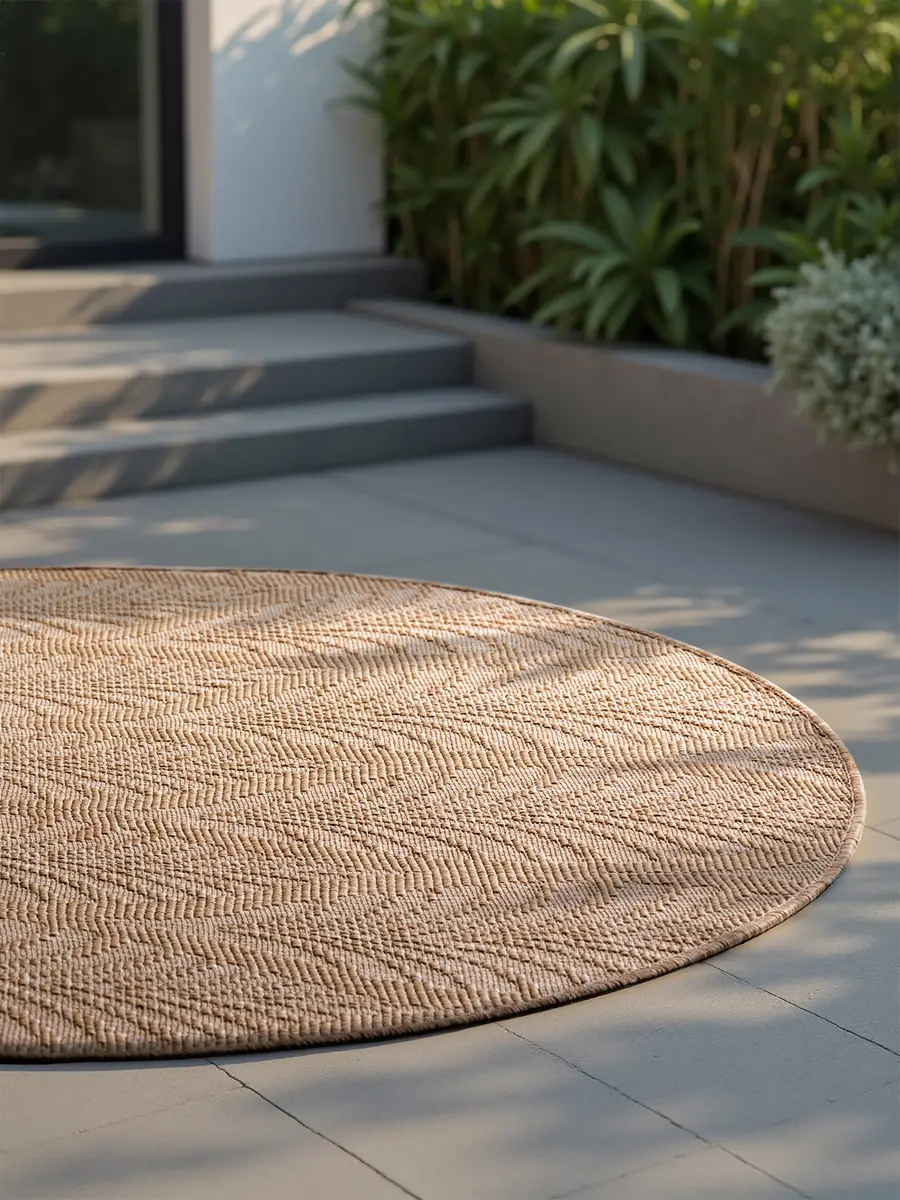Outdoorteppich Duet Typ B rund Weiß/Beige/Beige/Weiß | Beige