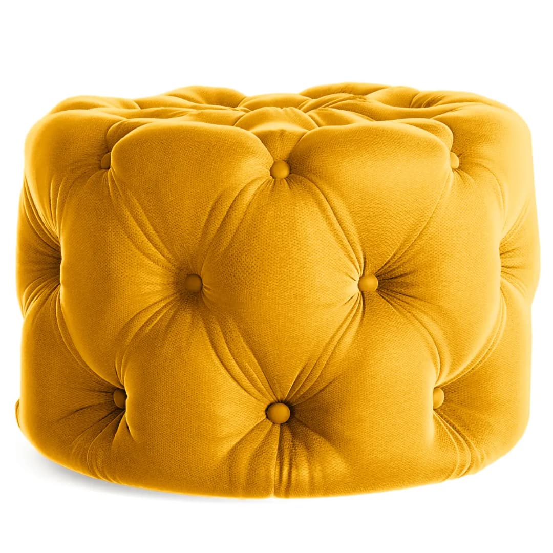 Polsterhocker 60 x 60cm Orange Samt Ravi: Senfgelb | Gelb