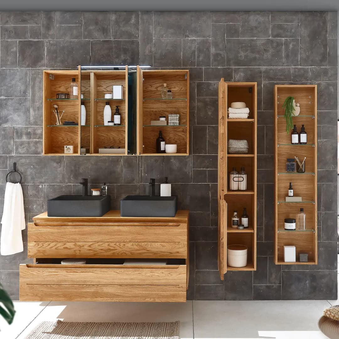 Badset 4-teilig Kombi I 185 x 46cm Braun/Dunkelgrau | Braun