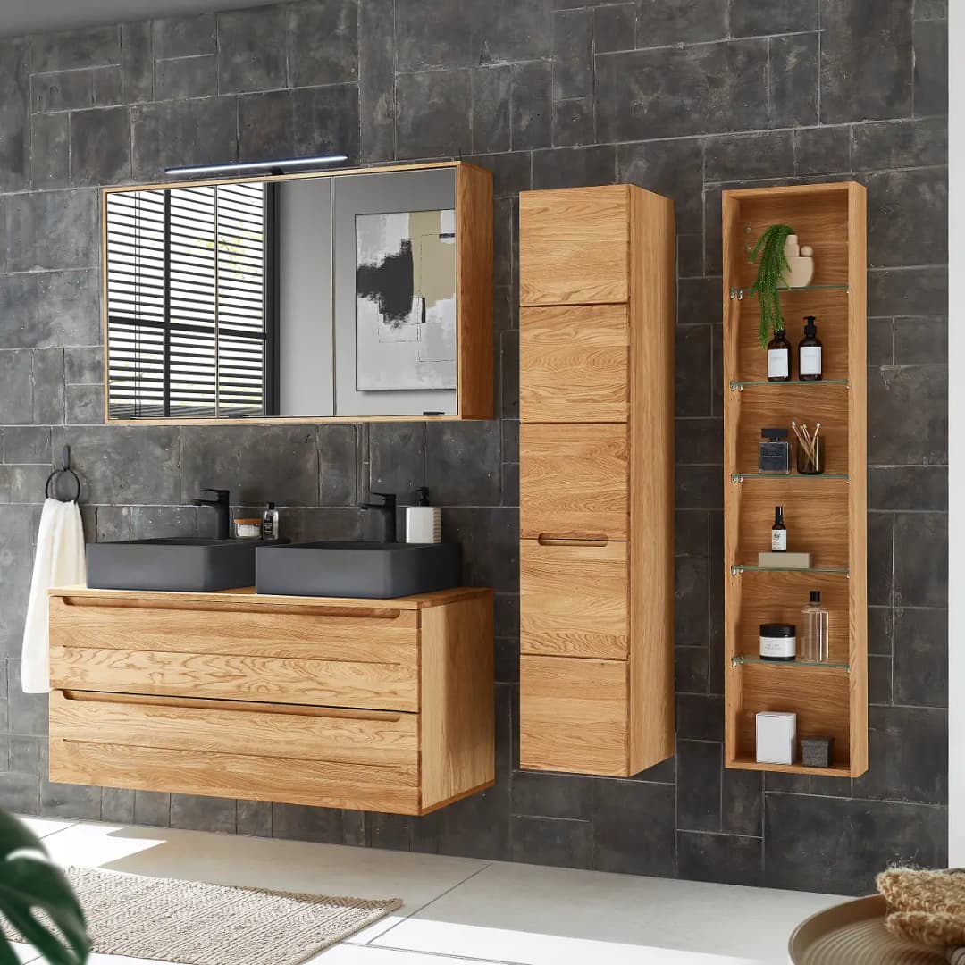 Badset 4-teilig Kombi I 185 x 46cm Braun/Dunkelgrau | Braun