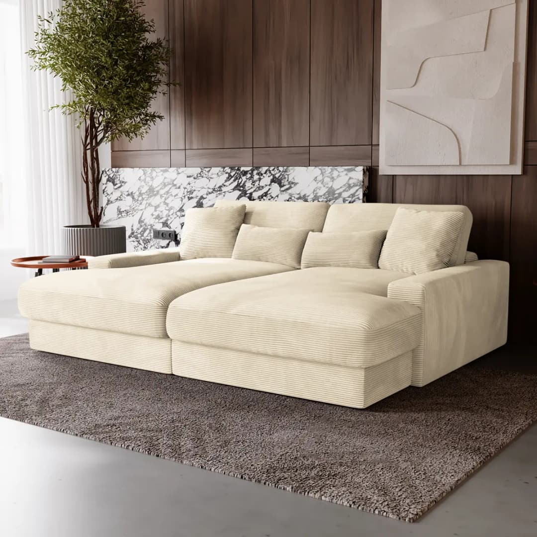 Big-Sofa Beige Cordstoff Zuri | Beige