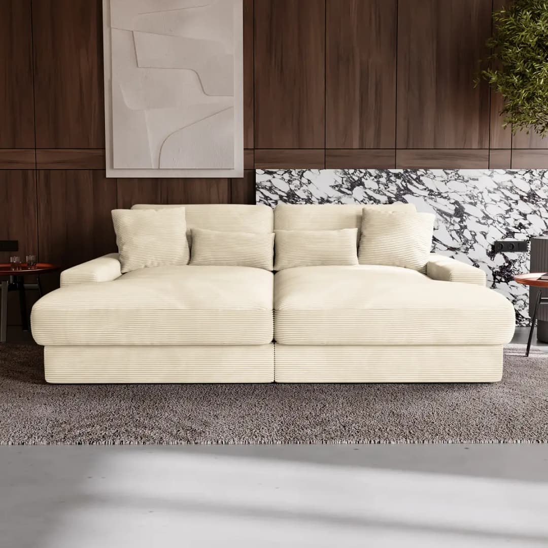Big-Sofa Beige Cordstoff Zuri | Beige