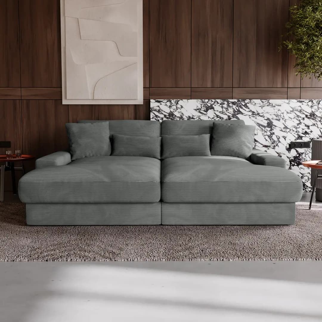 Big-Sofa Grau Cordstoff Zuri | Grau