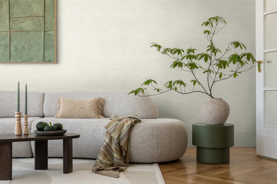 Vliestapete Hoa Stoff-Optik | Beige