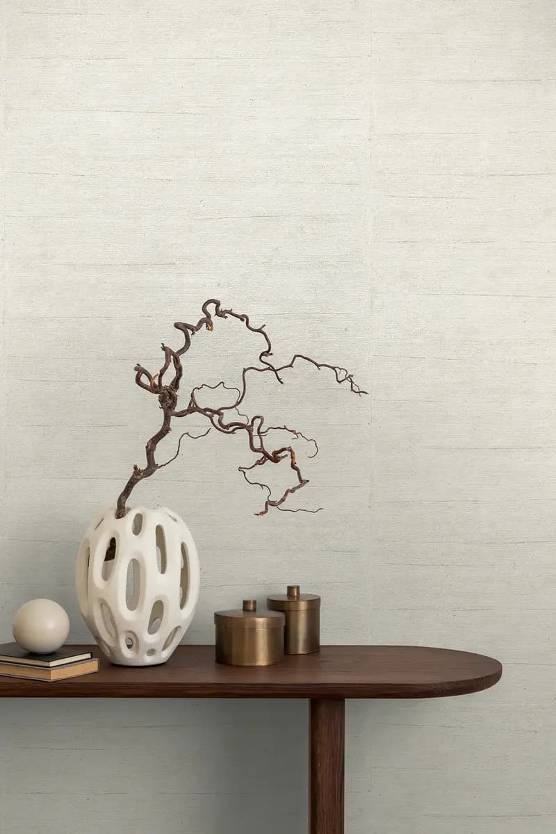 Vliestapete Hoa Stoff-Optik | Beige