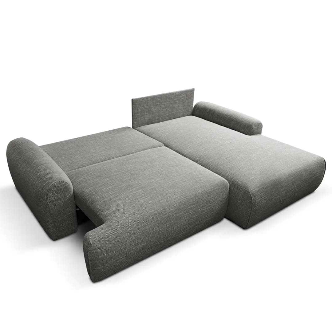 Ecksofa mit Schlaffunktion Grau Webstoff Krupa | Grau