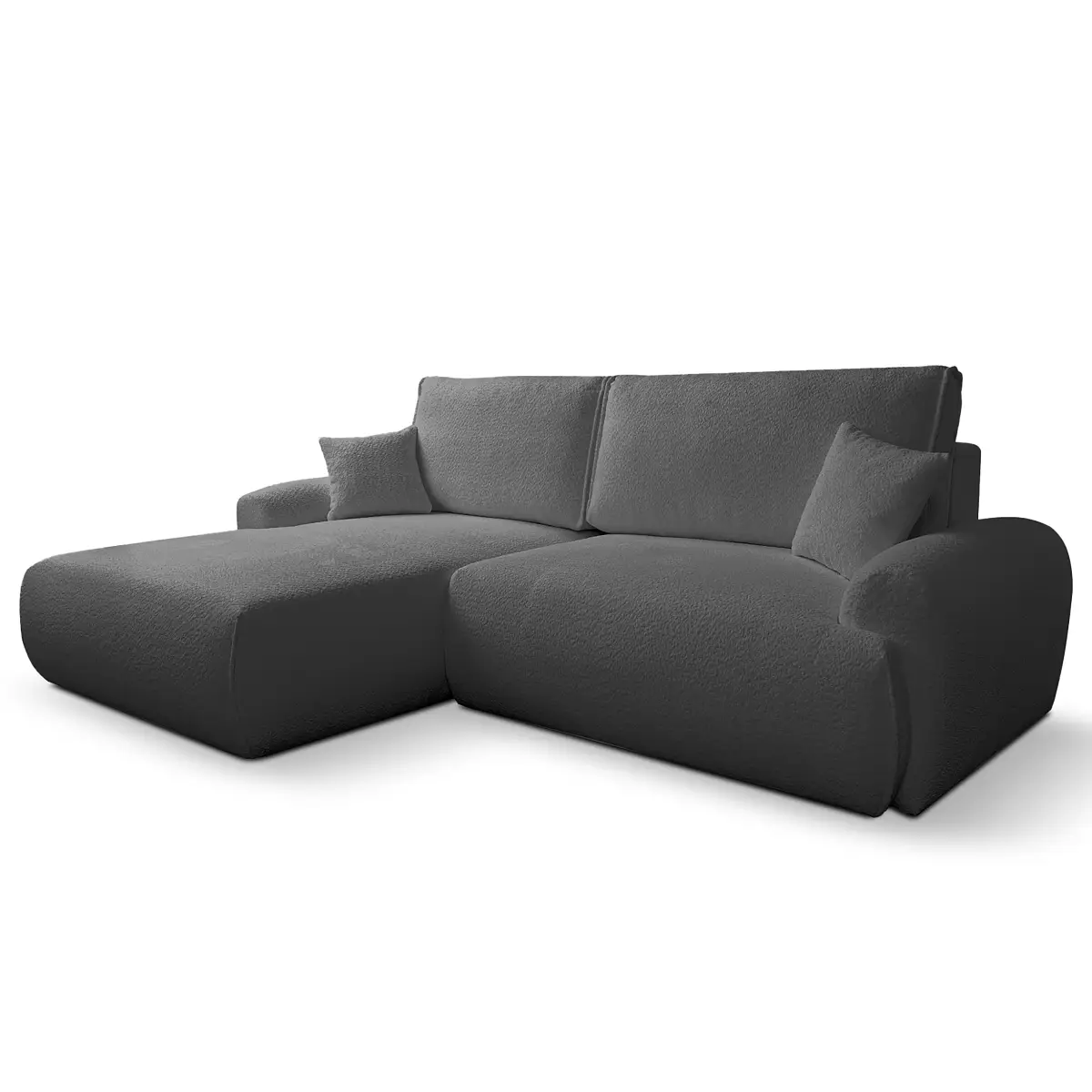 Ecksofa mit Schlaffunktion Grau Bouclé Stoff Coline | Grau