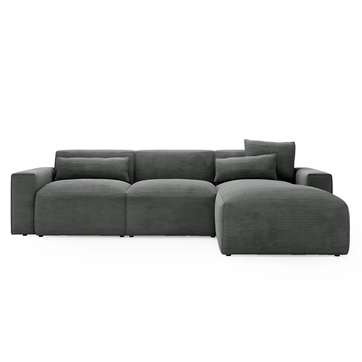 Ecksofa mit Longchair Grau Cordstoff Zuri | Grau