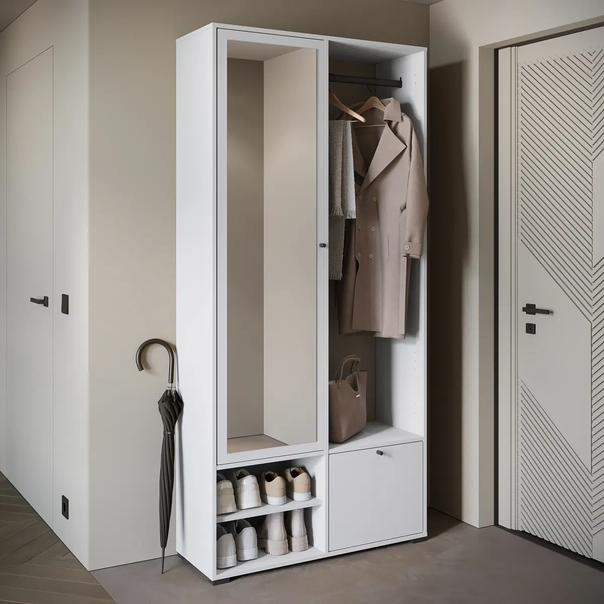 Kompaktgarderobe Bredlow | Weiß
