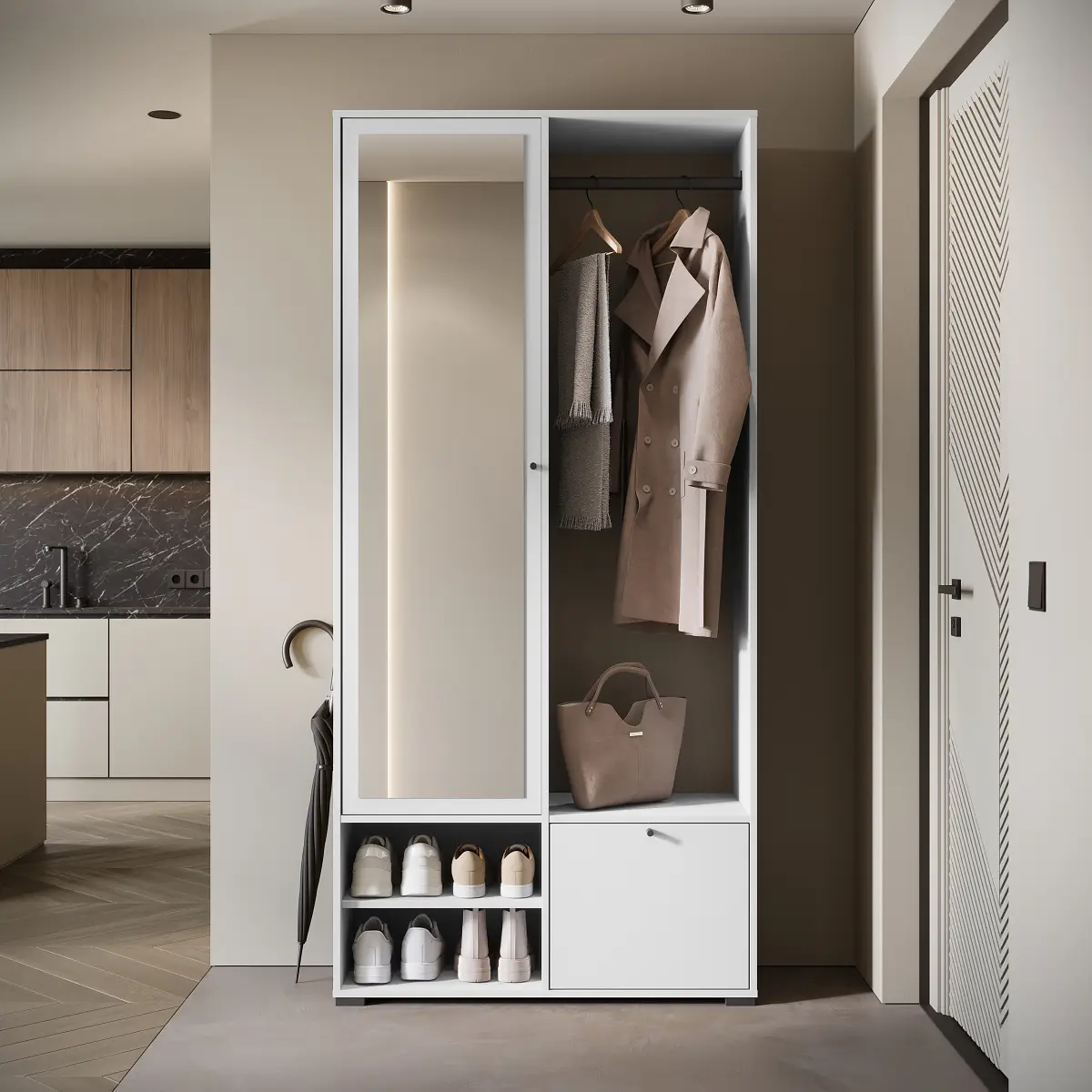 Kompaktgarderobe Bredlow | Weiß