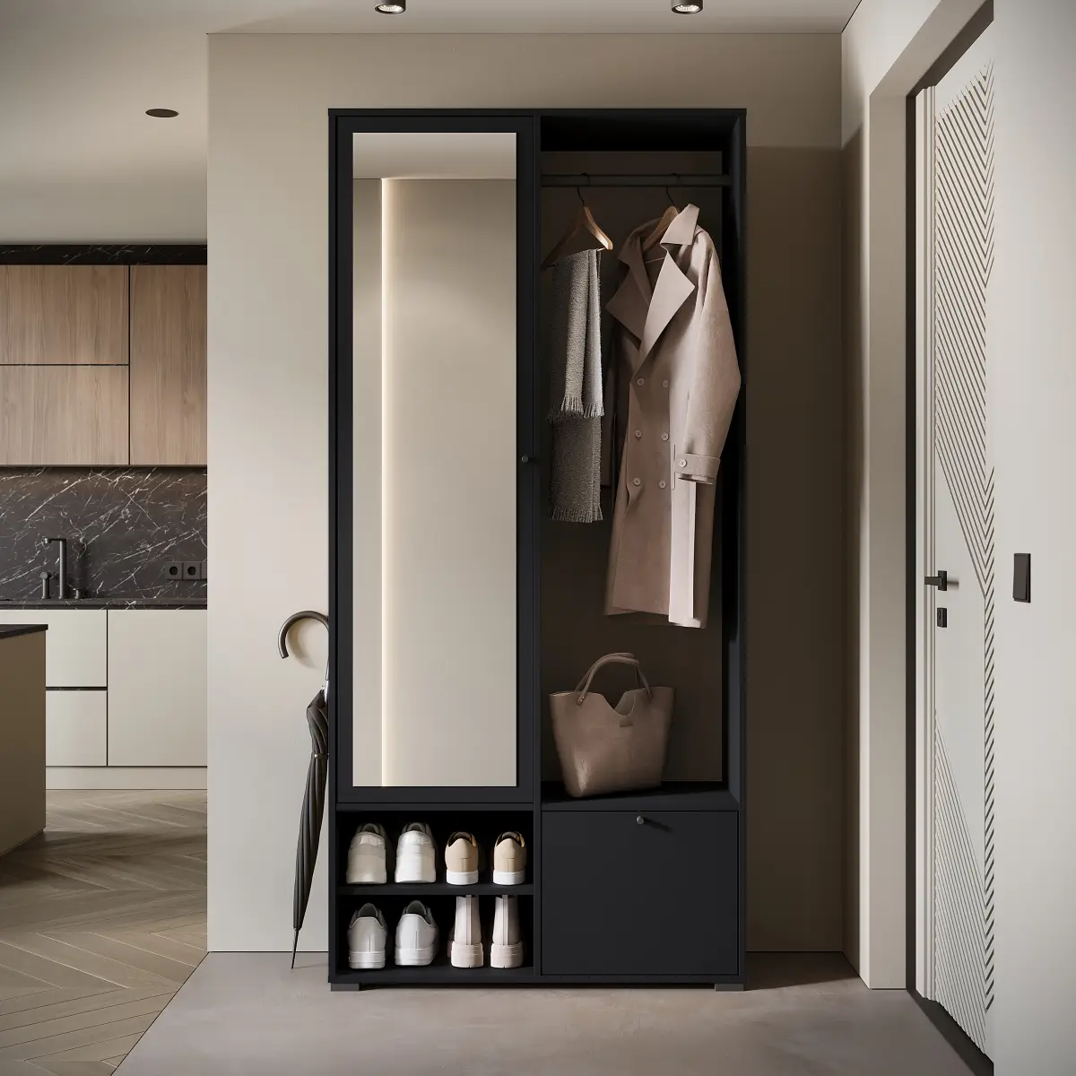 loftscape Kompaktgarderobe Bredlow | Schwarz