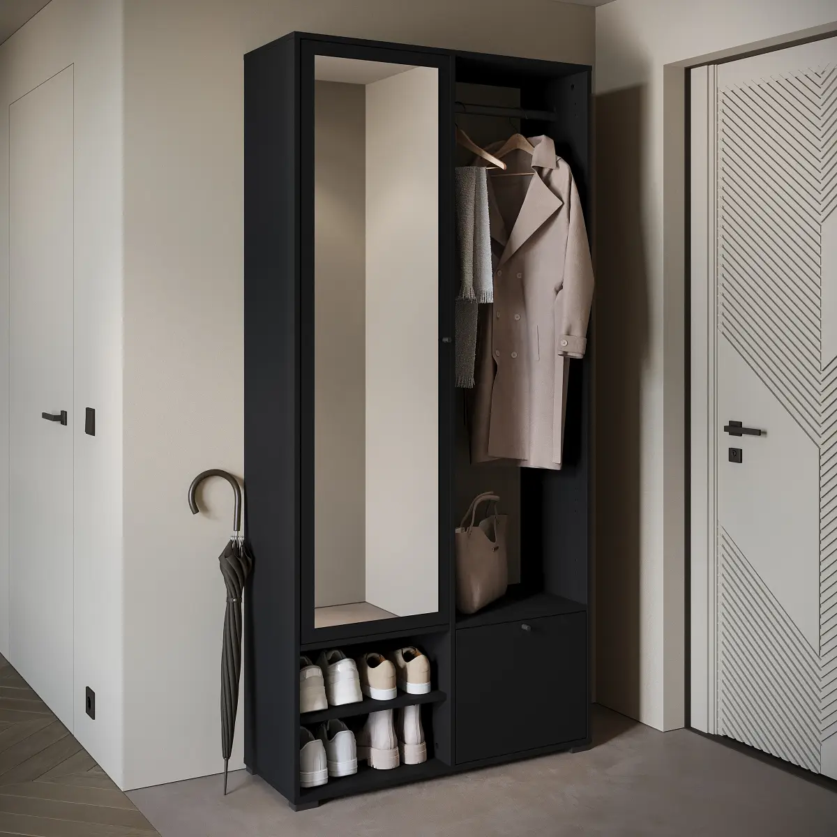 loftscape Kompaktgarderobe Bredlow | Schwarz