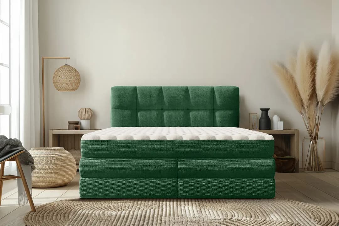 Boxspringbett Leanne 140 x 200cm Strukturstoff Onka Beige H3 /