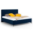 Polsterbett SETOW 140 x 200cm Samt Fraya Dunkelblau | Blau