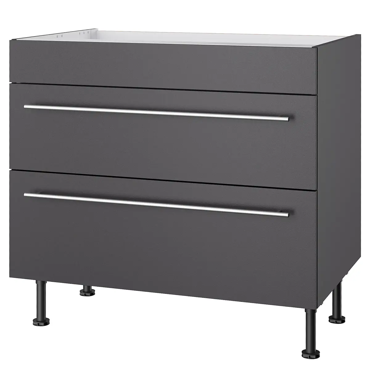 Kochfeldunterschrank Venezia 90cm Grau/Anthrazit | Schwarz