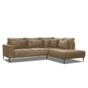 Fredriks Ecksofa mit Ottomane Beige Microfaser Priya | Beige