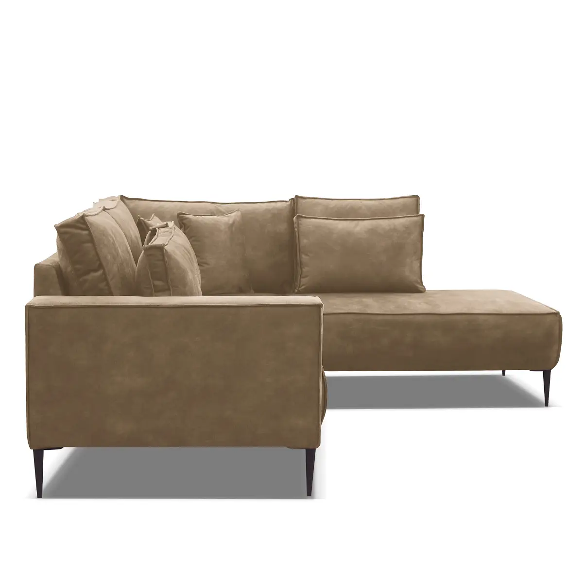 Fredriks Ecksofa mit Ottomane Beige Microfaser Priya | Beige
