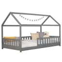 Ticaa Massives Hausbett Duo mit Zusatzbett 90 x 200cm | Grau
