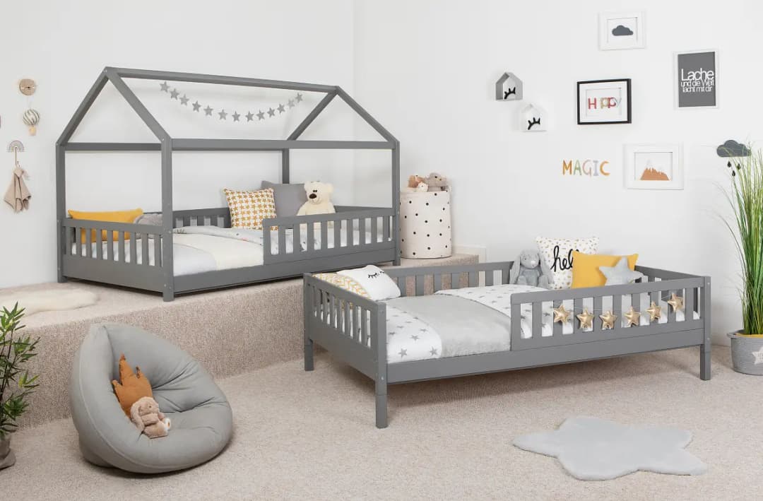 Massives Hausbett Duo | Grau