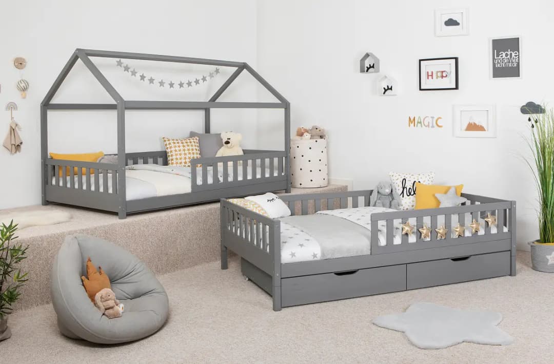 Massives Hausbett Duo | Grau