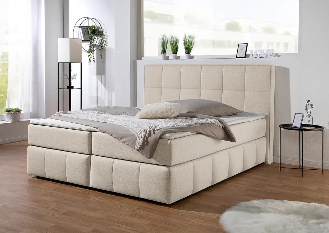 Boxspringbett Artosilla 180 x 200cm Flachgewebe Norana Beige