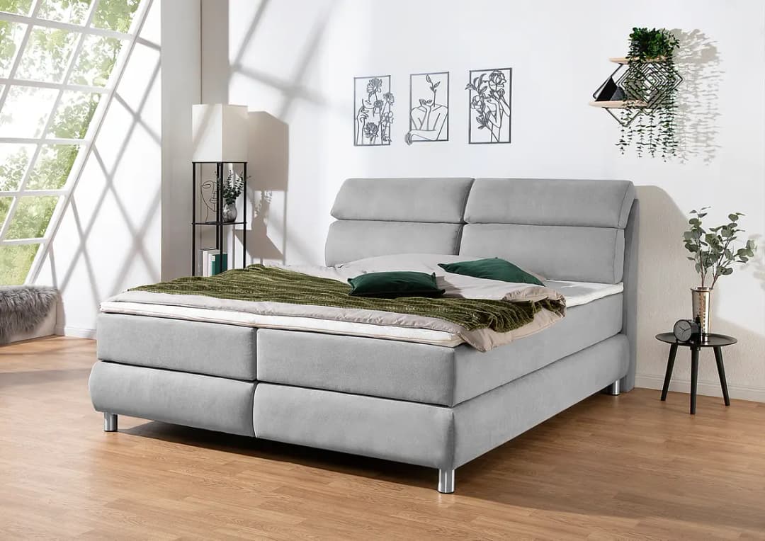 Red Living Boxspringbett Santotís 180 x 200cm | Grau
