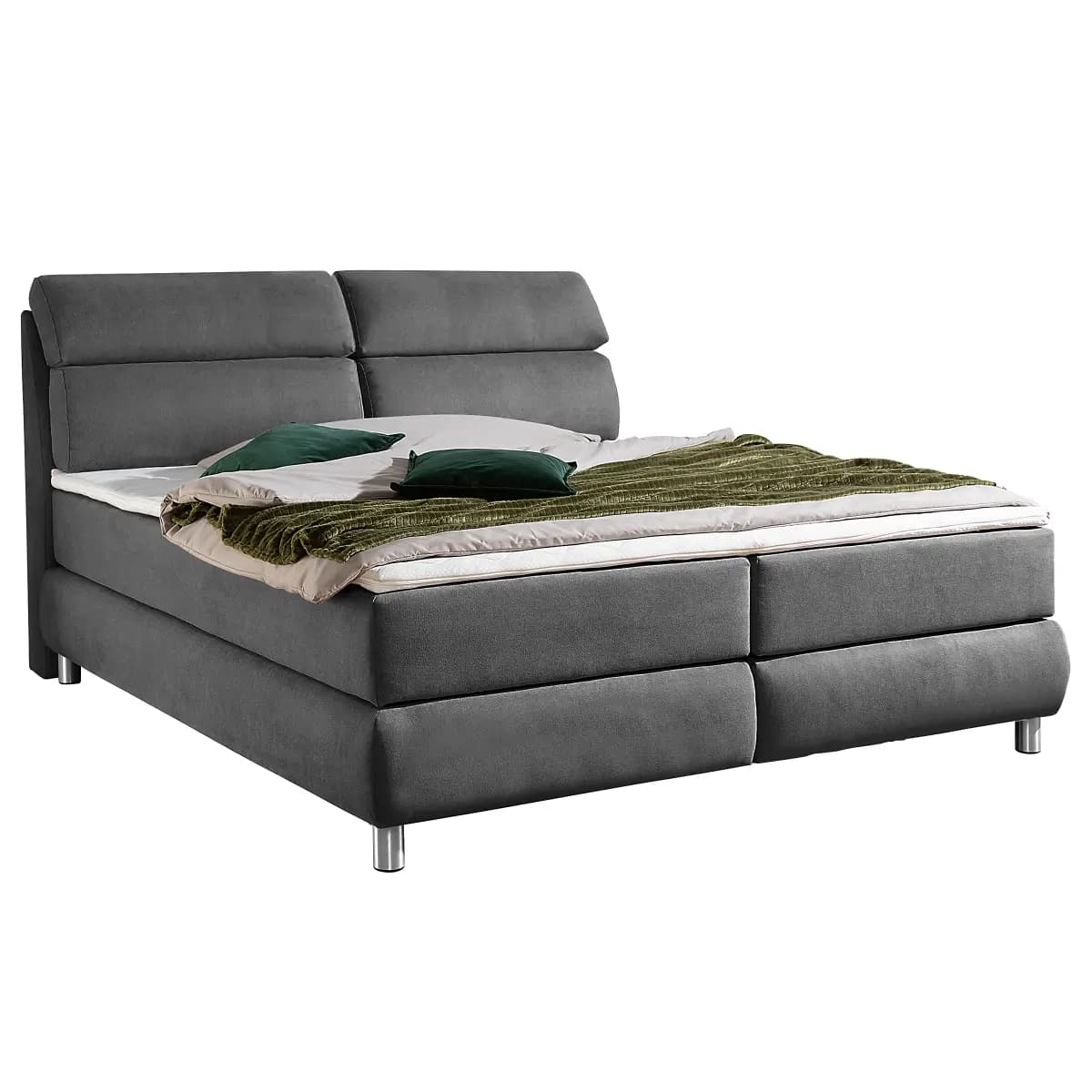 Red Living Boxspringbett Santotís 160 x 200cm Microfaser Enza Grau