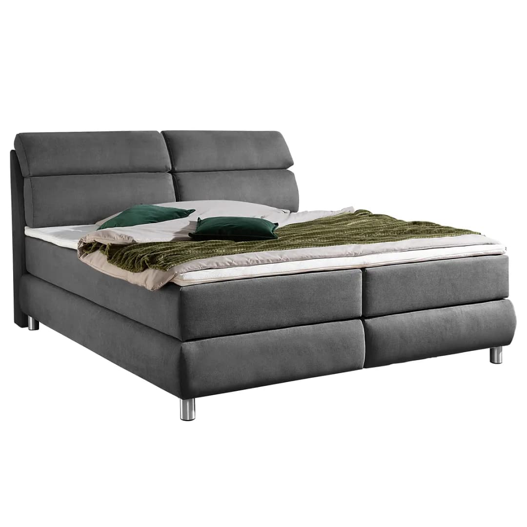 Boxspringbett Santotís 180 x 200cm Microfaser Enza Grau | Grau