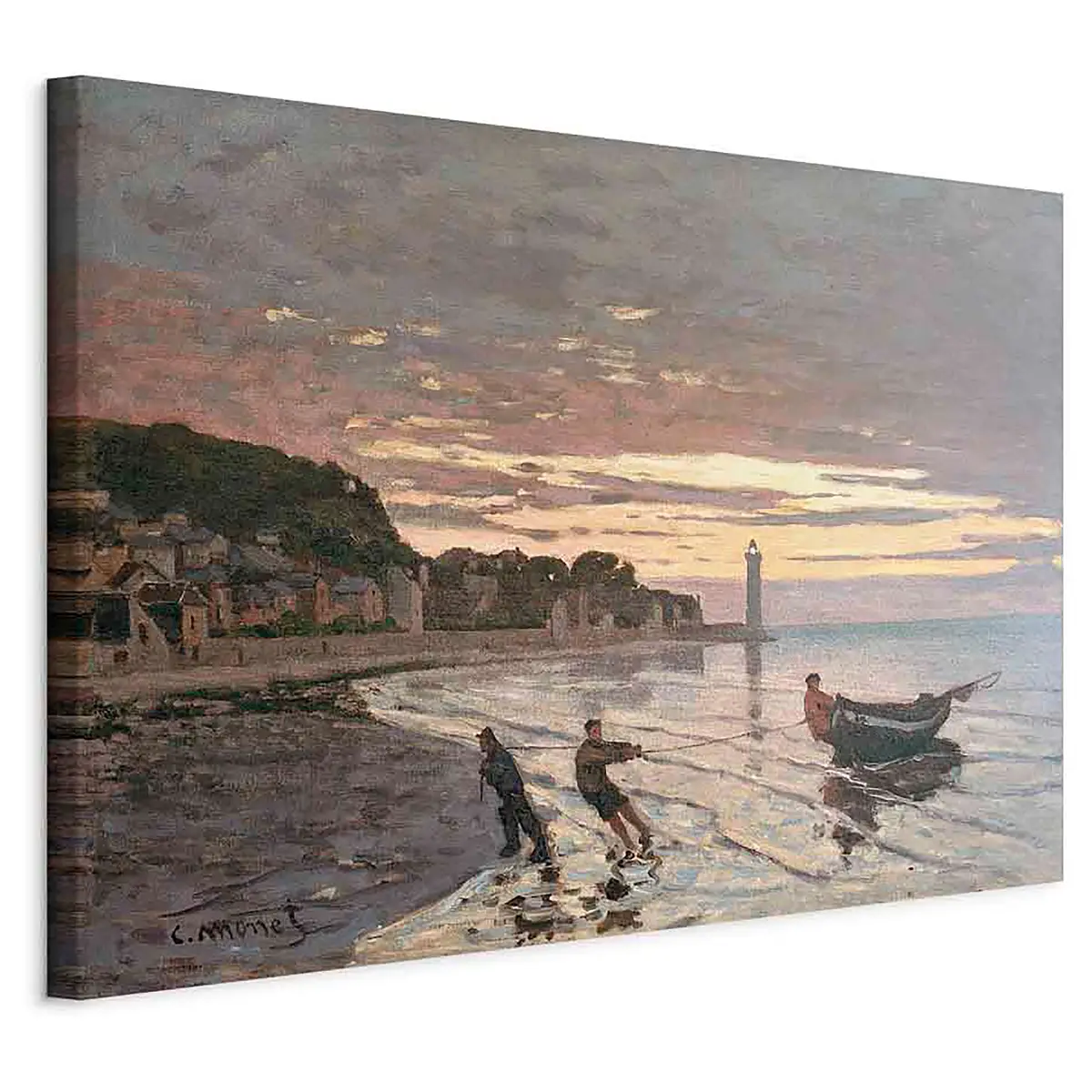 Leinwandbild Hauling a Boat Ashore Filz Grau/Grau 90 x 60cm | Grau