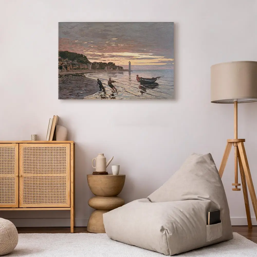 Leinwandbild Hauling a Boat Ashore Filz Grau/Grau 90 x 60cm | Grau