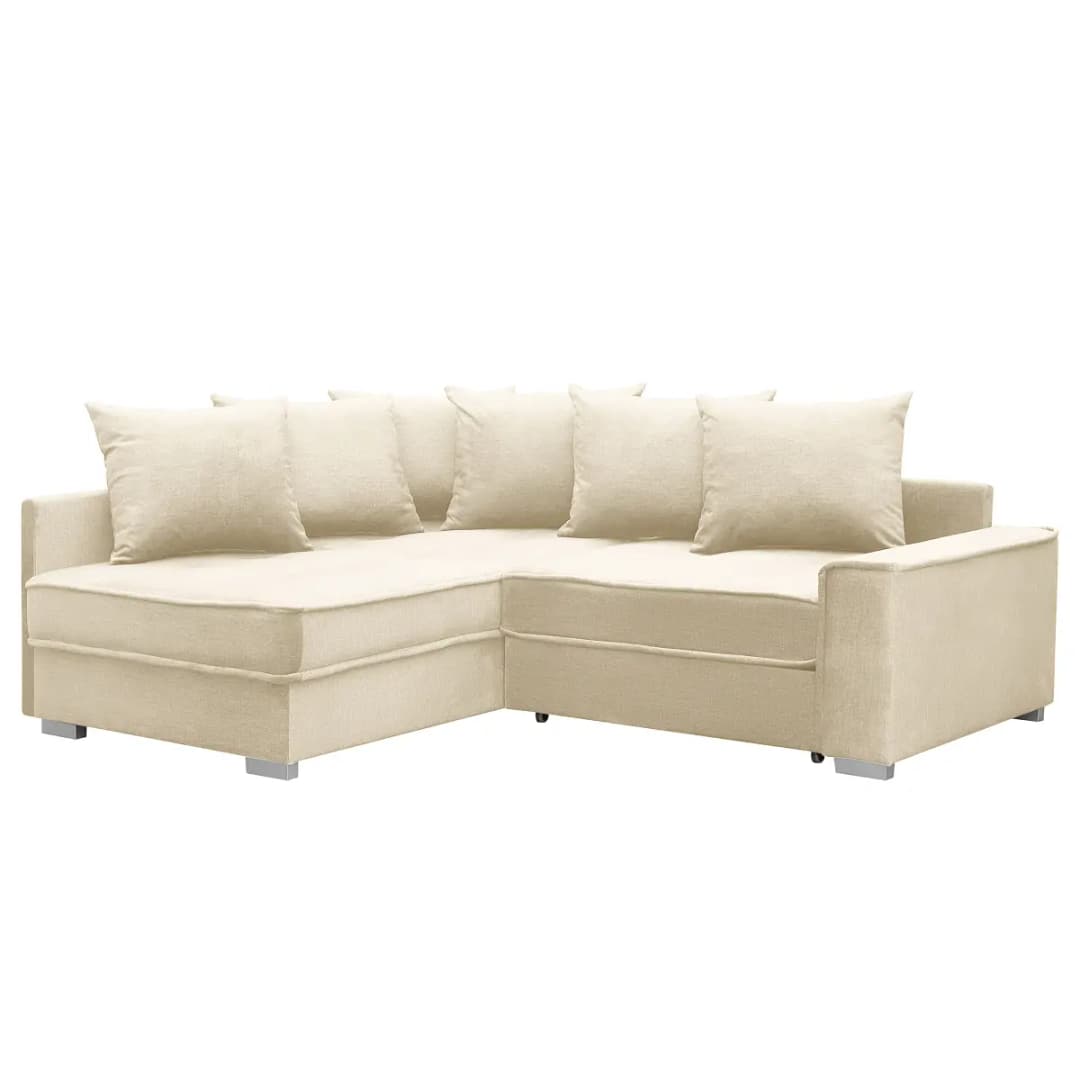 Fredriks Ecksofa mit Schlaffunktion Beige Microfaser Valeria | Beige