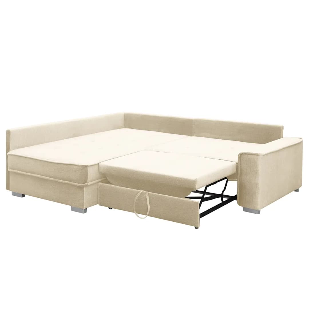 Fredriks Ecksofa mit Schlaffunktion Beige Microfaser Valeria | Beige