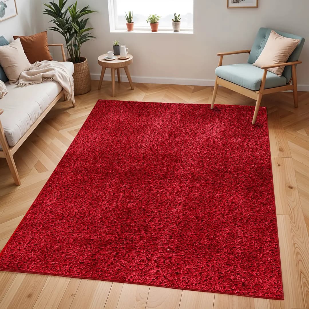 Hochflor-Teppich Trento 200 x 275cm Rot/Rot | Rot