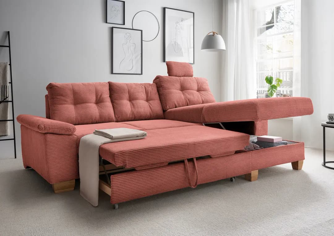Fredriks Ecksofa mit Schlaffunktion Typ A | Rot