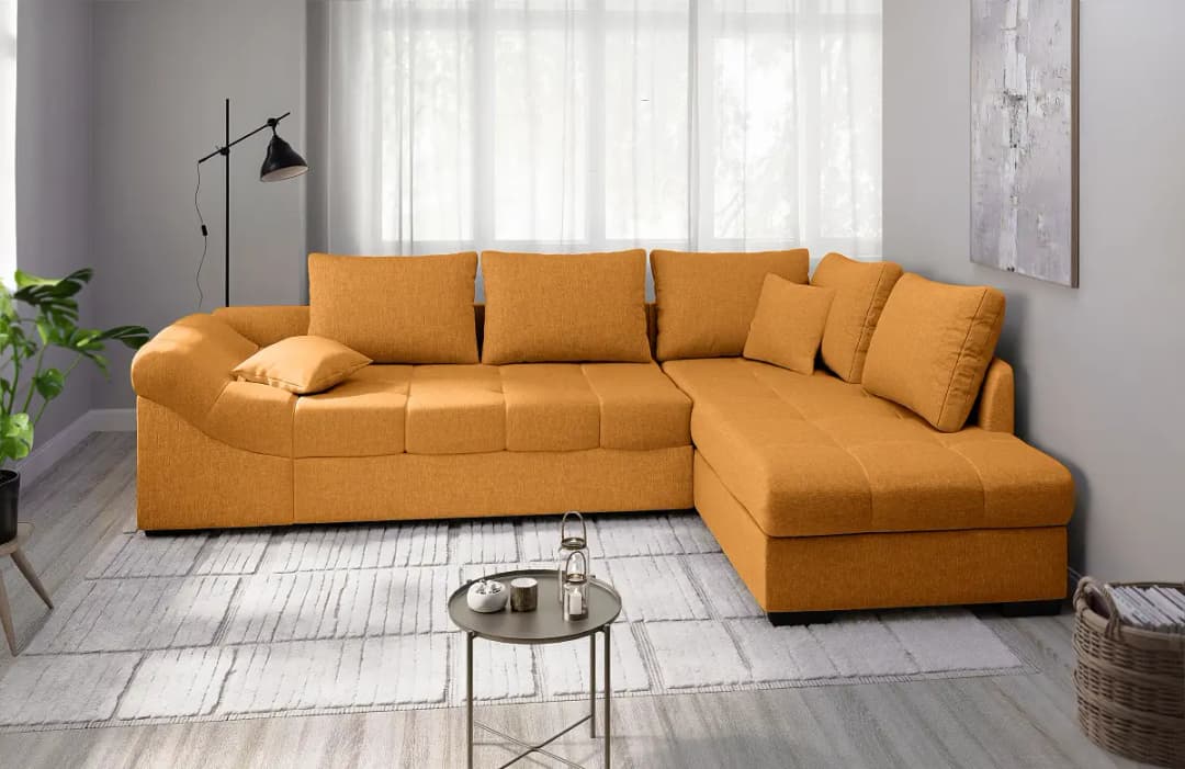 Fredriks Ecksofa mit Schlaffunktion Okka | Gold