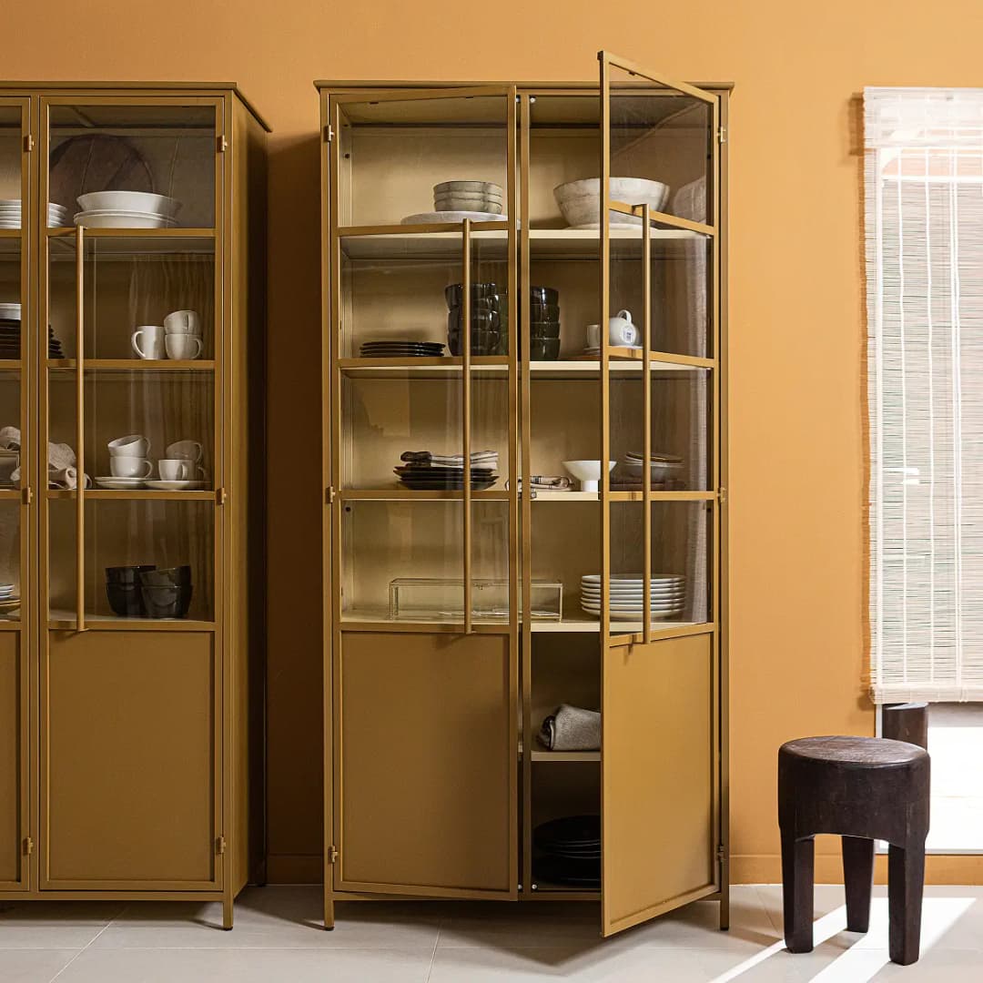 Vitrinenschrank 99cm Gelb/Currygelb | Gelb