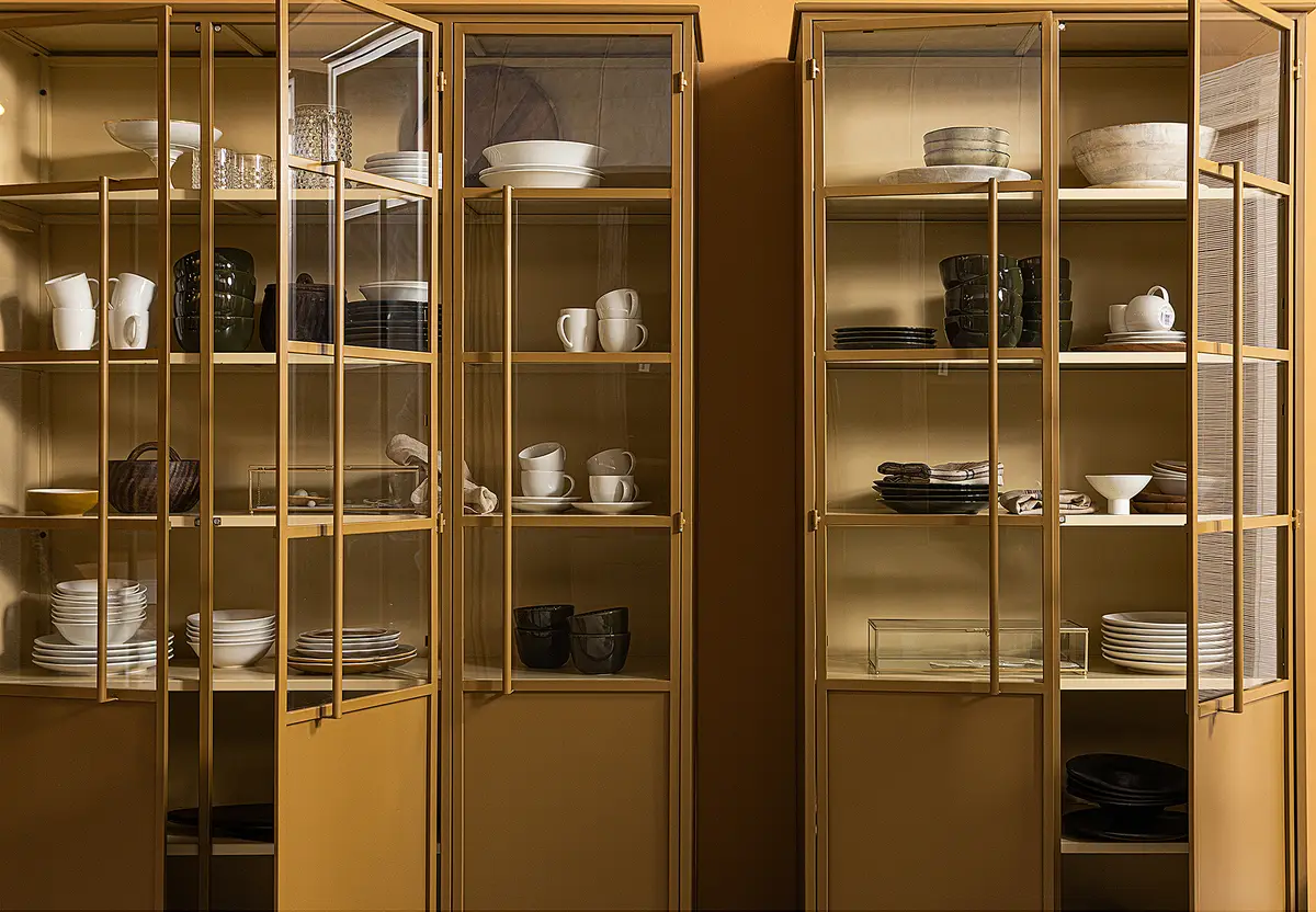 Vitrinenschrank 99cm Gelb/Currygelb | Gelb