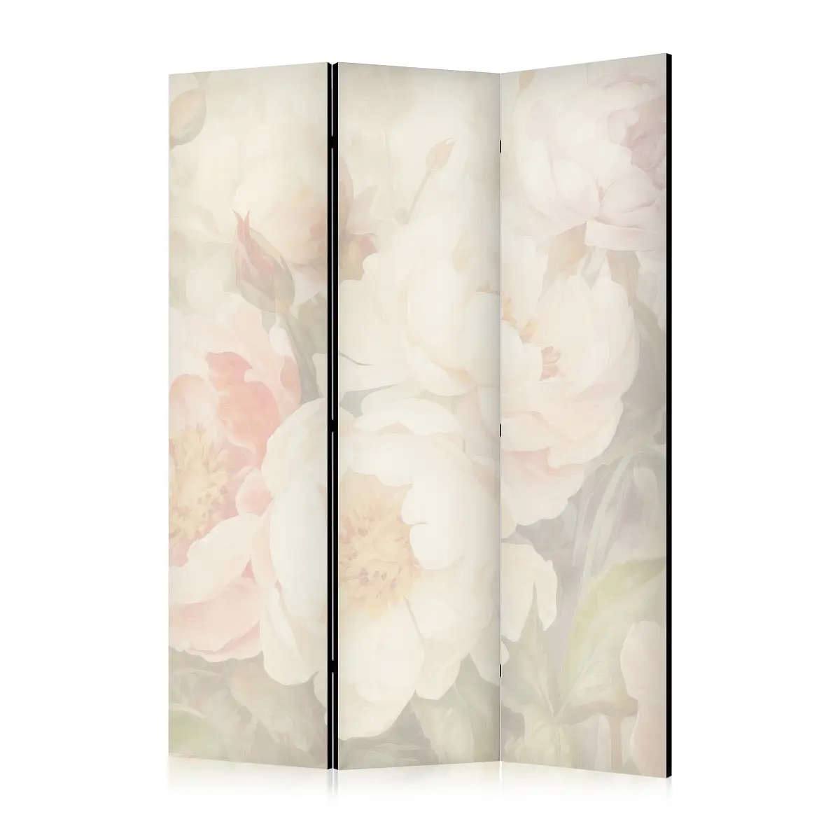 Artgeist Akustik-Paravent Bright Peonies Beige 135 x 172cm | Beige