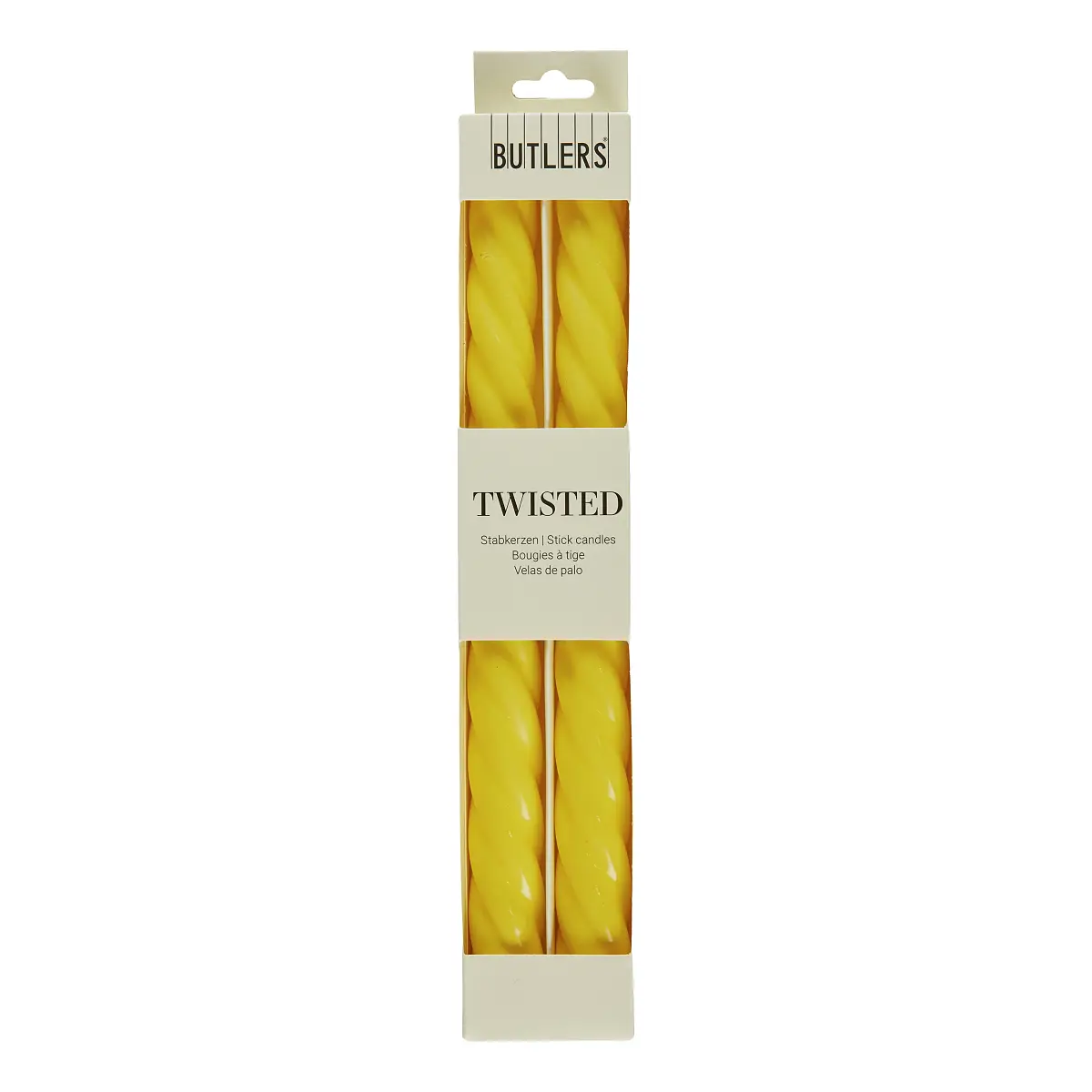 Stabkerze TWISTED 2er-Set | Gelb