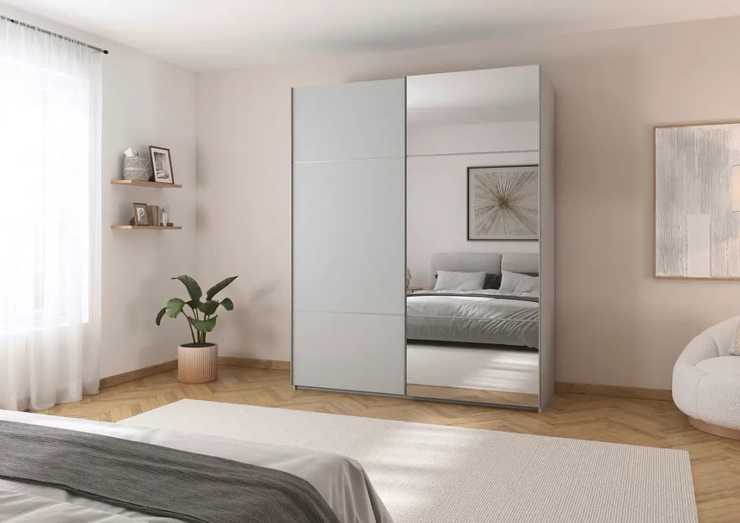 Schwebetürenschrank Covalo | Grau