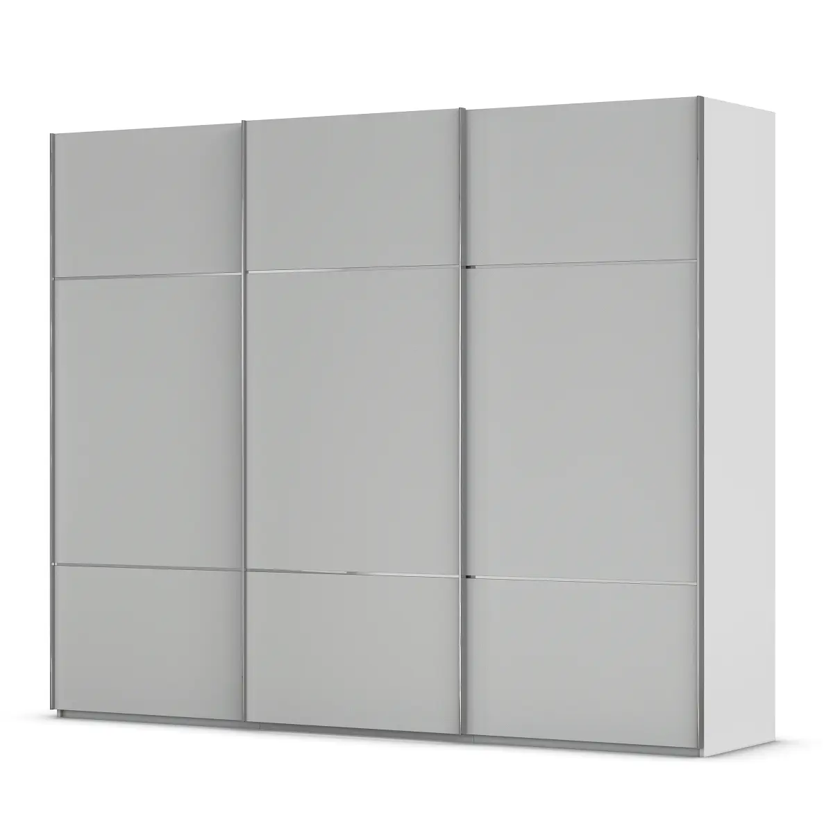 Schwebetürenschrank Covalo 271cm Grau/Seidengrau Chrom ohne