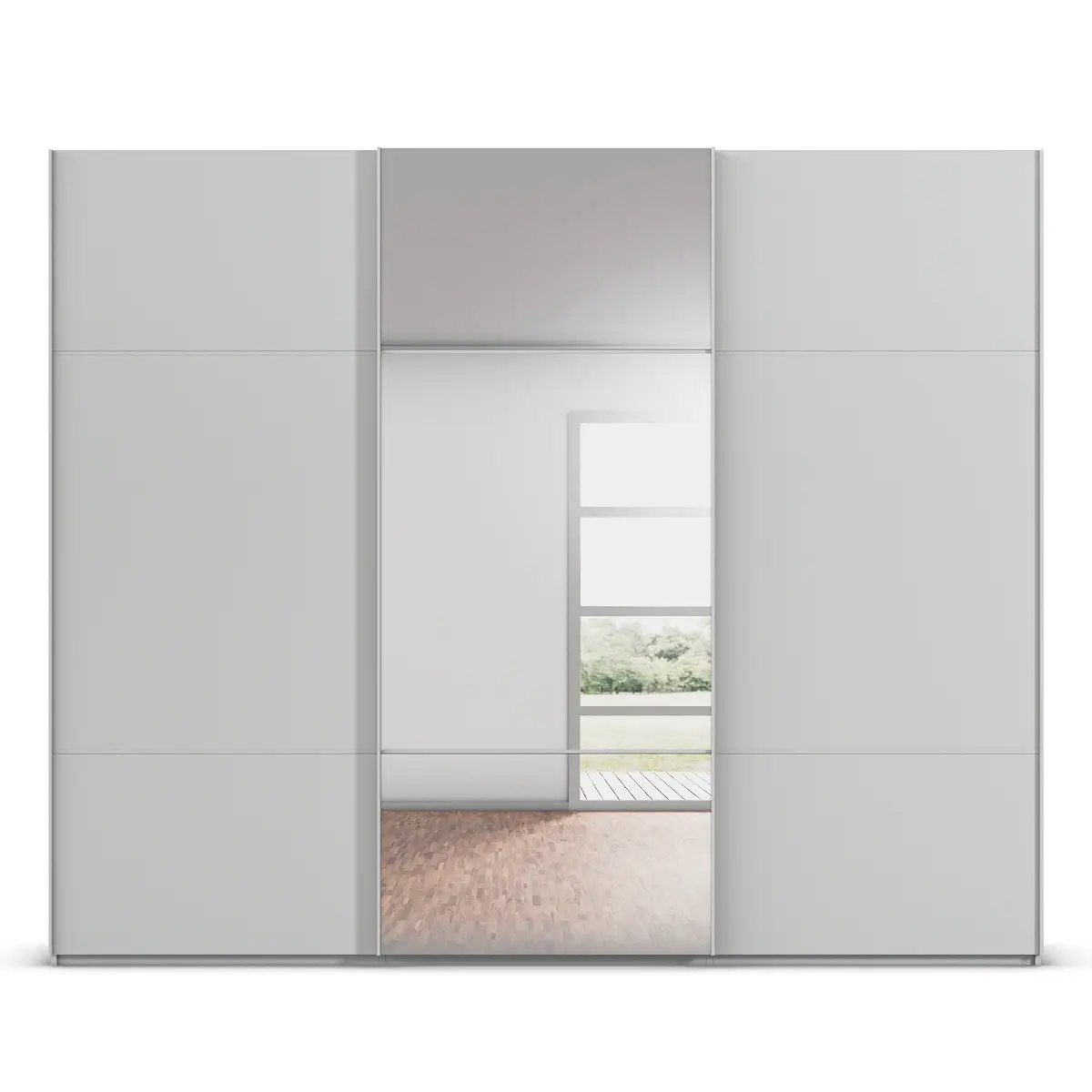 Schwebetürenschrank Covalo 242cm Grau/Seidengrau Grau mit