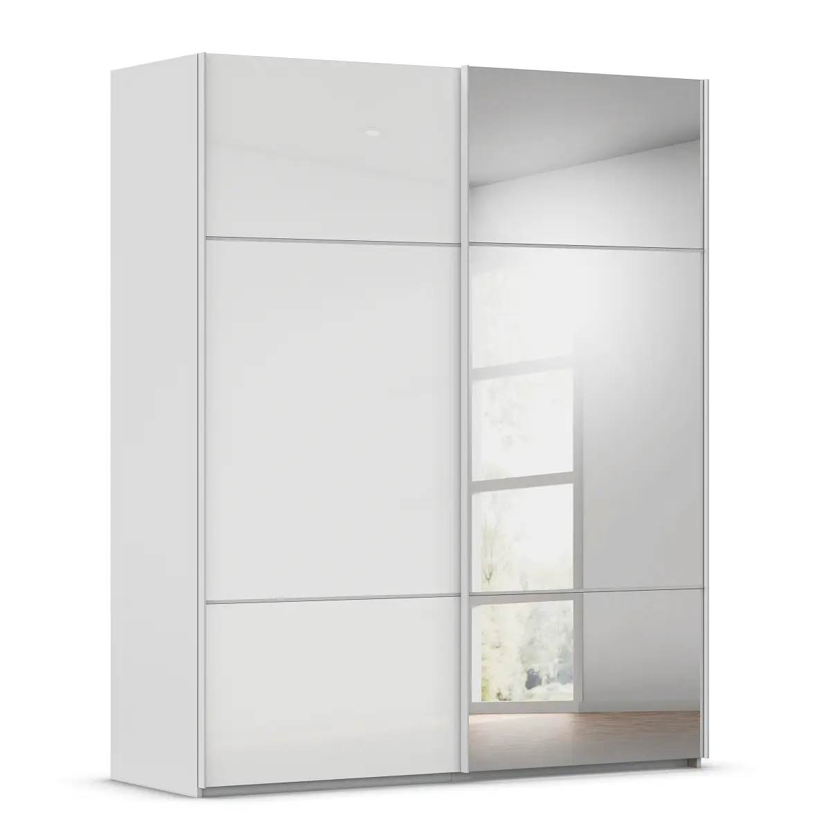 Schwebetürenschrank Covalo mit Glasfront 181cm | Grau